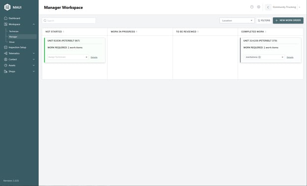 Manager Workspace main screen