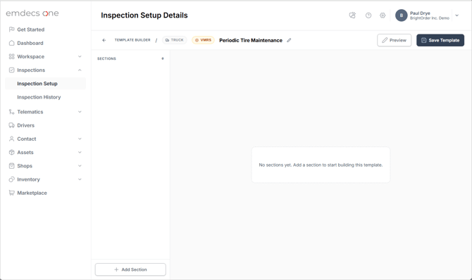 Inspection Setup Details (blank)