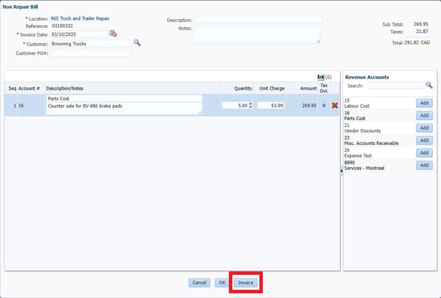 KonaNonRepairBillDetailsInvoiceButton