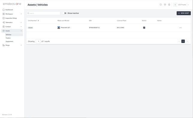 Main Asset Screen