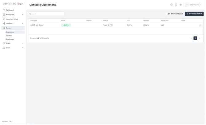 Main Customers Screen