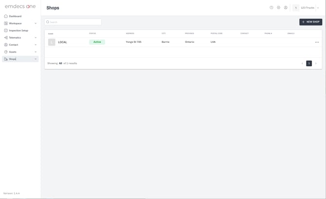 Main Shop screen