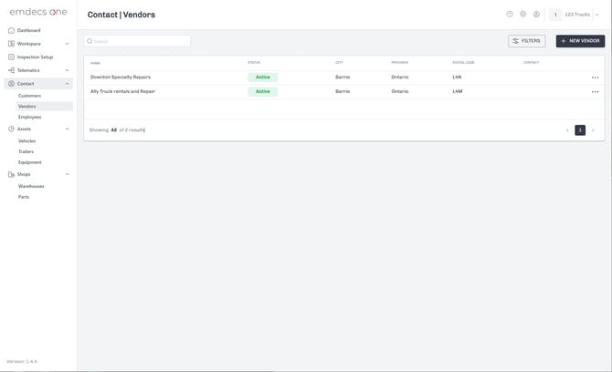 Main Vendor Screen